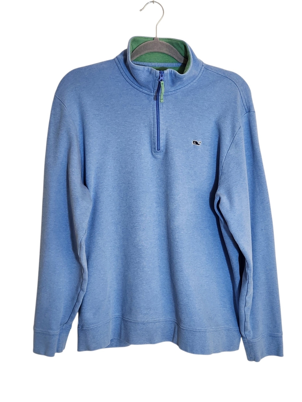 Vineyard Vines Light Blue Quarter Zip Cotton Sweater Size Large Flaw